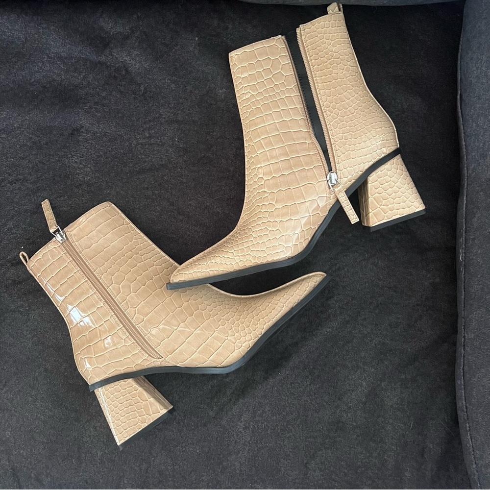 faux leather heeled boots